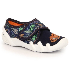 Kapcie domowe na rzep Befado Jr BEF11F granatowe 2