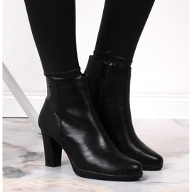 Botki na obcasie ocieplane M.Daszyński W SAN8B czarne 2