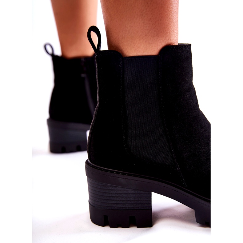 Seastar Ocieplane Damskie Botki Na Suwak Czarne 4