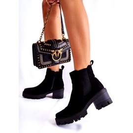 Seastar Ocieplane Damskie Botki Na Suwak Czarne 3