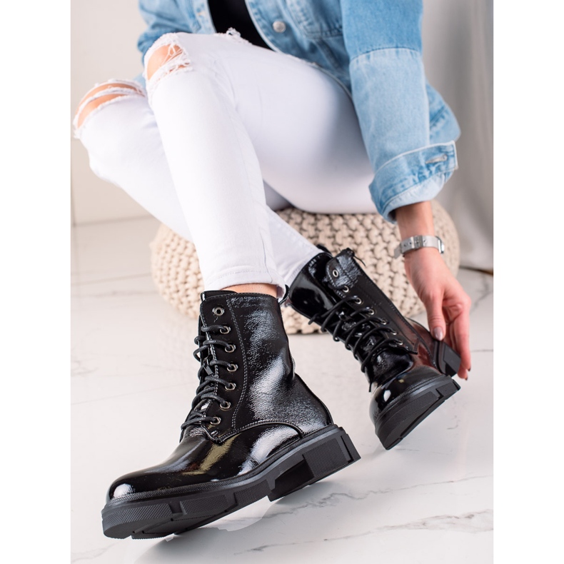 Marquiz Lakierowane workery czarne 1