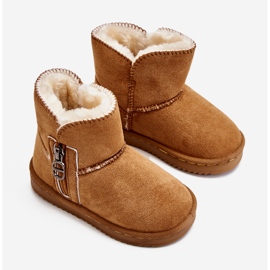 Dziecięce Wsuwane Ocieplane Botki Śniegowce Camel Catellie brązowe 1