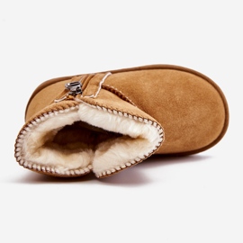 Dziecięce Wsuwane Ocieplane Botki Śniegowce Camel Catellie brązowe 4