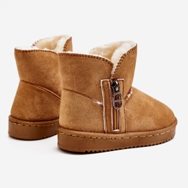 Dziecięce Wsuwane Ocieplane Botki Śniegowce Camel Catellie brązowe 3
