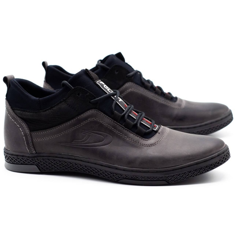 Polbut Trzewiki męskie zimowe K27F szare czarne 2