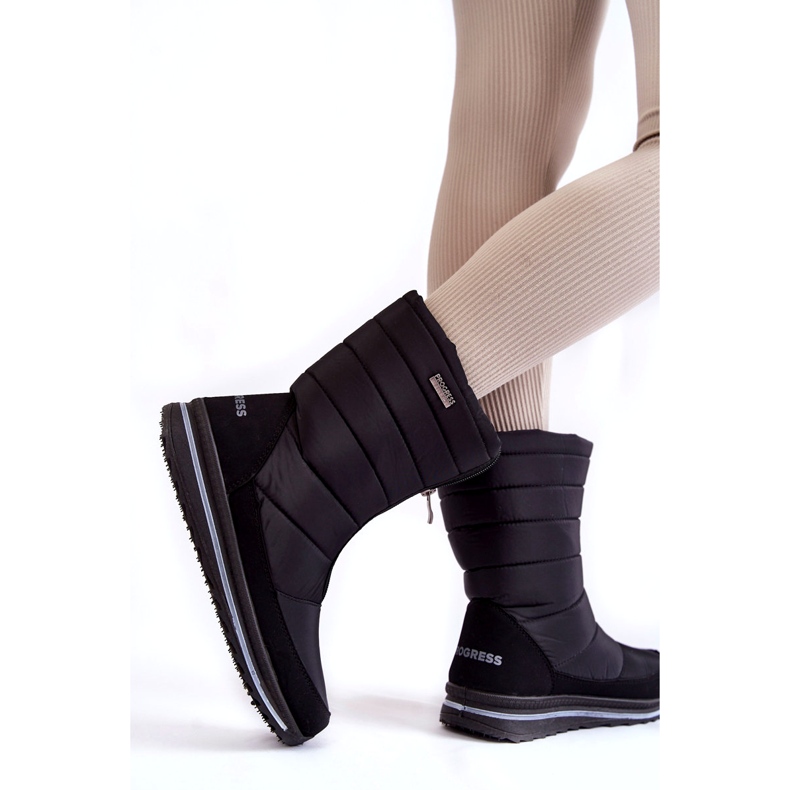 Damskie Lekkie Ocieplane Śniegowce Progress PROGJ-22-129 Czarne 2