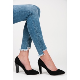 Yes Mile Zamszowe Czółenka Z Lakierowanym Słupkiem czarne 1