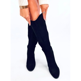 Klasyczne kozaki na słupku Margot Black czarne 1