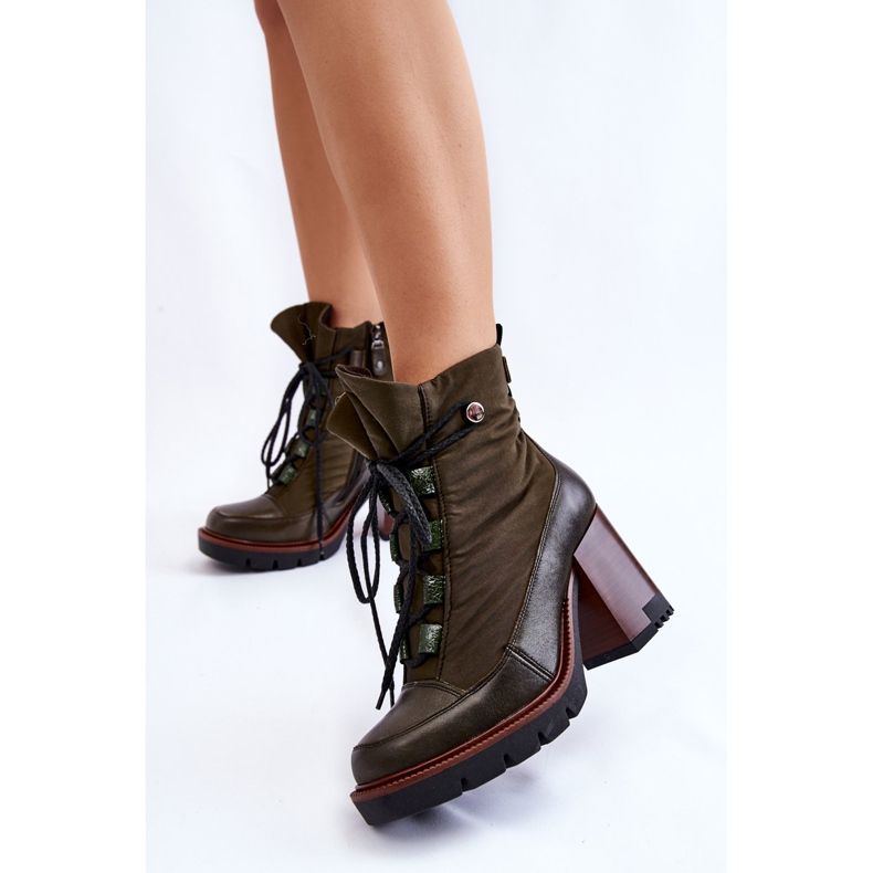 Modne Botki Na Obcasie Maciejka 05777-09 Zielone 2