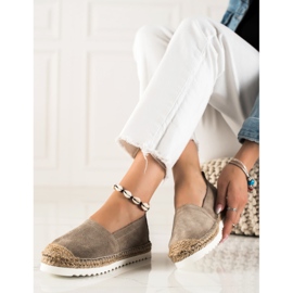 T.Sokolski Skórzane Espadryle Na Platformie brązowe 2