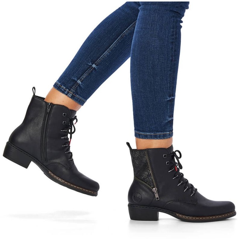 Komfortowe botki ocieplane Rieker W RKR485A czarne 1