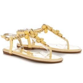 Vices Lakierowane sandałki yellow crystals żółte 1