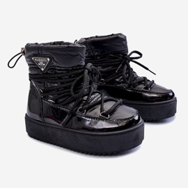 Dziecięce Śniegowce Ocieplane Sznurowane Czarne Colina 1