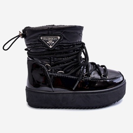 Dziecięce Śniegowce Ocieplane Sznurowane Czarne Colina 2