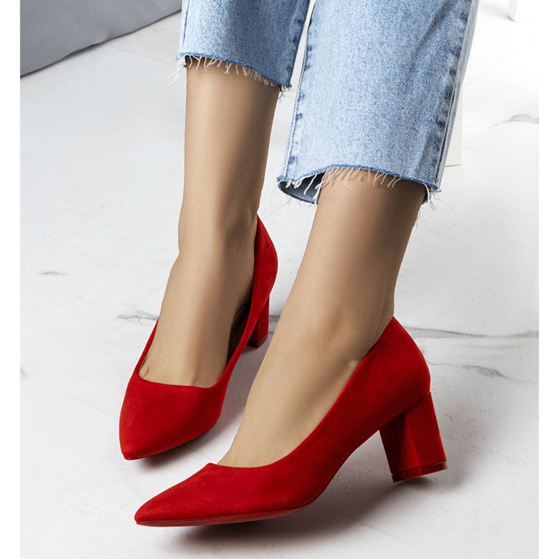 BM Czerwone czółenka na obcasie Demiki 1