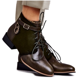 Damskie Skórzane Botki Trzewiki Maciejka 5743A-09 Zielone 2