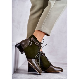 Damskie Skórzane Botki Trzewiki Maciejka 5743A-09 Zielone 1
