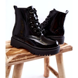 Vinceza Dziecięce Botki Lakierowane Z Suwakiem Czarne Julie 3