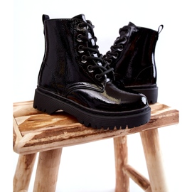 Vinceza Dziecięce Botki Lakierowane Z Suwakiem Czarne Julie 1