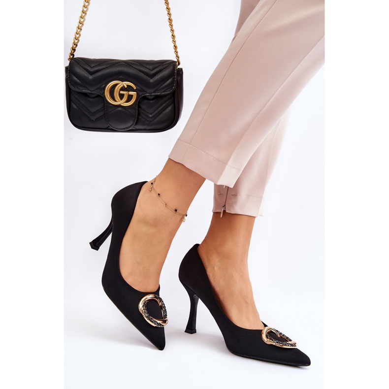 PS1 Eleganckie Szpilki Z Modną Ozdobą Czarne Precious 2