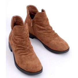 Botki z wycięciem zamszowe camel ST-21 Camel brązowe 1
