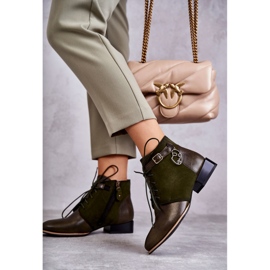 Damskie Skórzane Botki Trzewiki Maciejka 5743A-09 Zielone 1