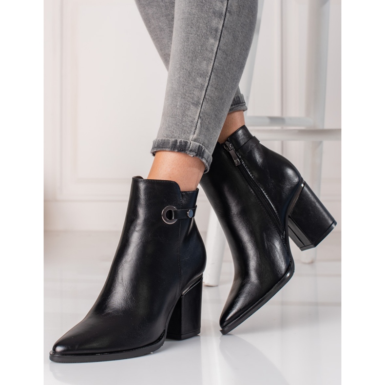 W. Potocki Botki damskie Potocki na słupku czarne 1