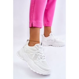 BM Klasyczne Sneakersy Na Platformie Białe Larec 2