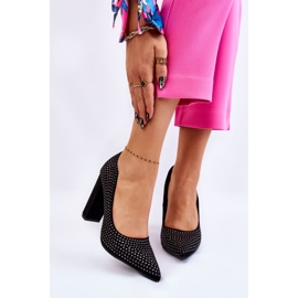 Zamszowe Czółenka Z Ozdobnymi Ćwiekami Czarne Dories 1