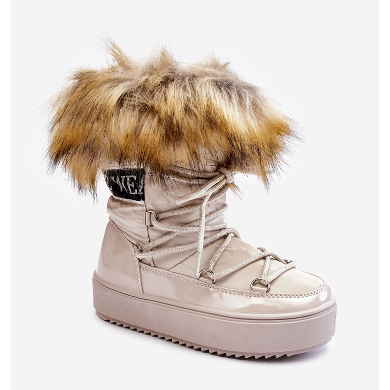 Dziecięce Śniegowce Ocieplane Sznurowane Beżowe Colioris brązowe 1