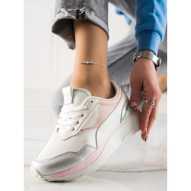 TRENDI Kolorowe Sneakersy Na Platformie białe różowe srebrny 2