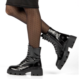 Damskie błyszczące ocieplane botki Filippo DBT4095 czarne 4