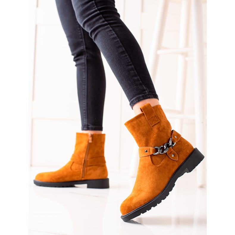 Weide Klasyczne zamszowe workery pomarańczowe 1