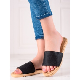 TRENDI Klapki z brokatem czarne 1