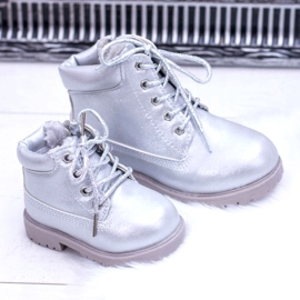PA1 Dziecięce Ocieplane Srebrne Trapery Botki Dexter srebrny srebrny 2