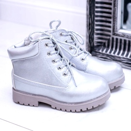 PA1 Dziecięce Ocieplane Srebrne Trapery Botki Dexter srebrny srebrny 3