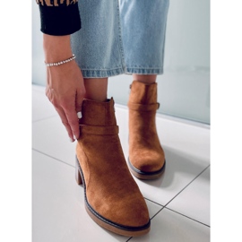 BM Botki na szerokim obcasie Aretha Camel brązowe 1