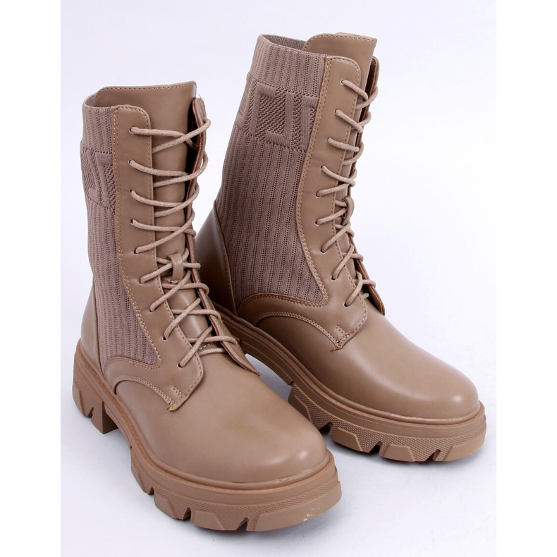 BM Workery z elastyczną cholewką Calling Khaki beżowy brązowe 2