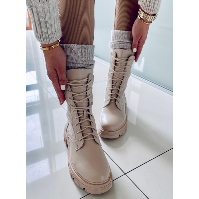 BM Workery z elastyczną cholewką Calling Beige beżowy 1