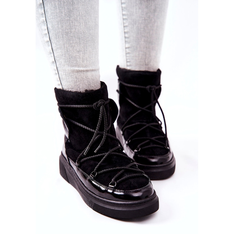 FILIPCZYK Ocieplane zamszowe botki śniegowce czarne 3