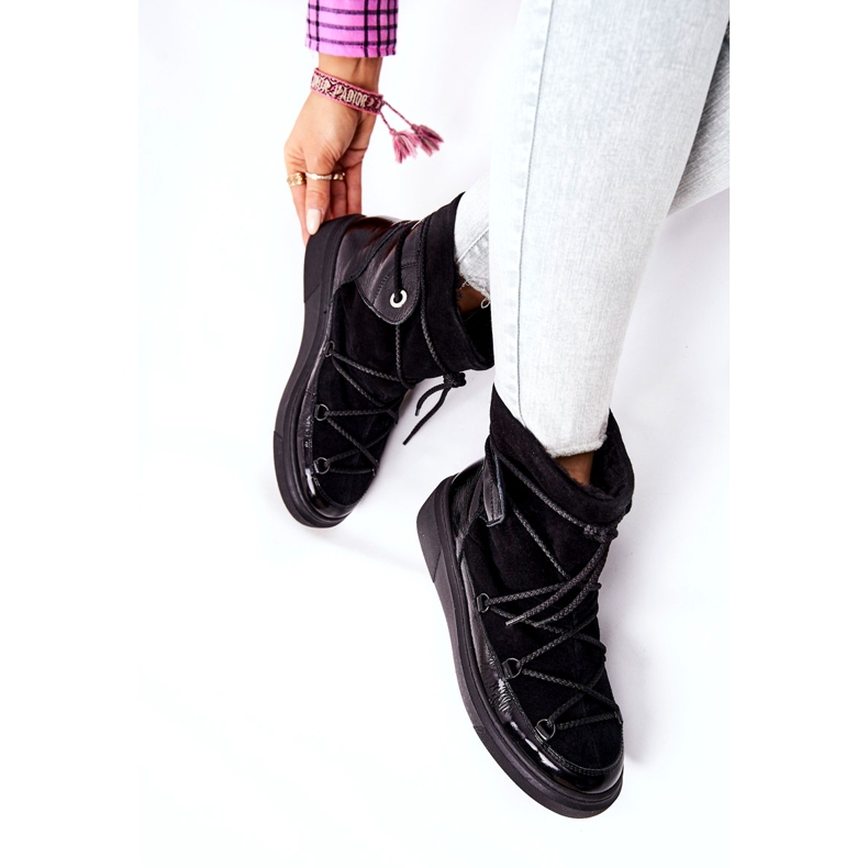 FILIPCZYK Ocieplane zamszowe botki śniegowce czarne 2