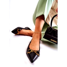 WS1 Damskie Baleriny W Szpic Z Ozdobą Czarne Carlos 1