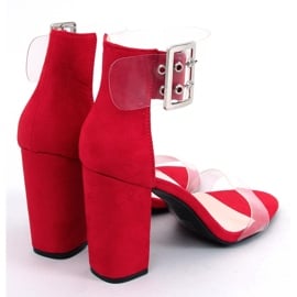 Sandałki z przezroczystymi paskami czerwone B4-0218H Red 5