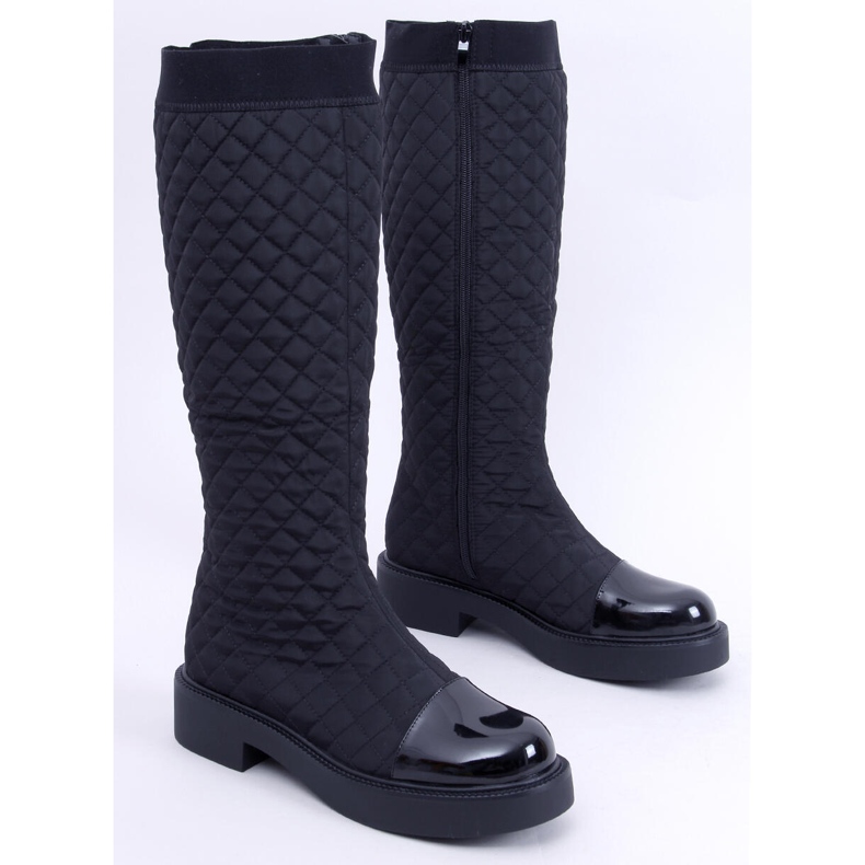 Oficerki pikowane eleganckie Coco Black czarne 1
