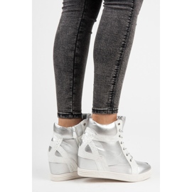 Vinceza Wiązane Botki Na Koturnie szare 2