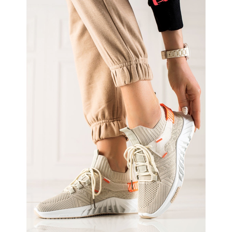 Weide Modne Tekstylne Sneakersy beżowy 1