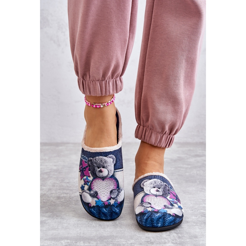 BEFADO S.A. Papcie Klapki Befado Miś Z Sercem 155D210 Granatowe 1