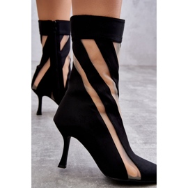 PS2 Modne Wysokie Damskie Botki Na Szpilce Czarne Deyna 2