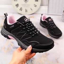 Wodoodporne buty trekkingowe damskie czarne American Club różowe 5