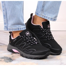 Wodoodporne buty trekkingowe damskie czarne American Club różowe 4